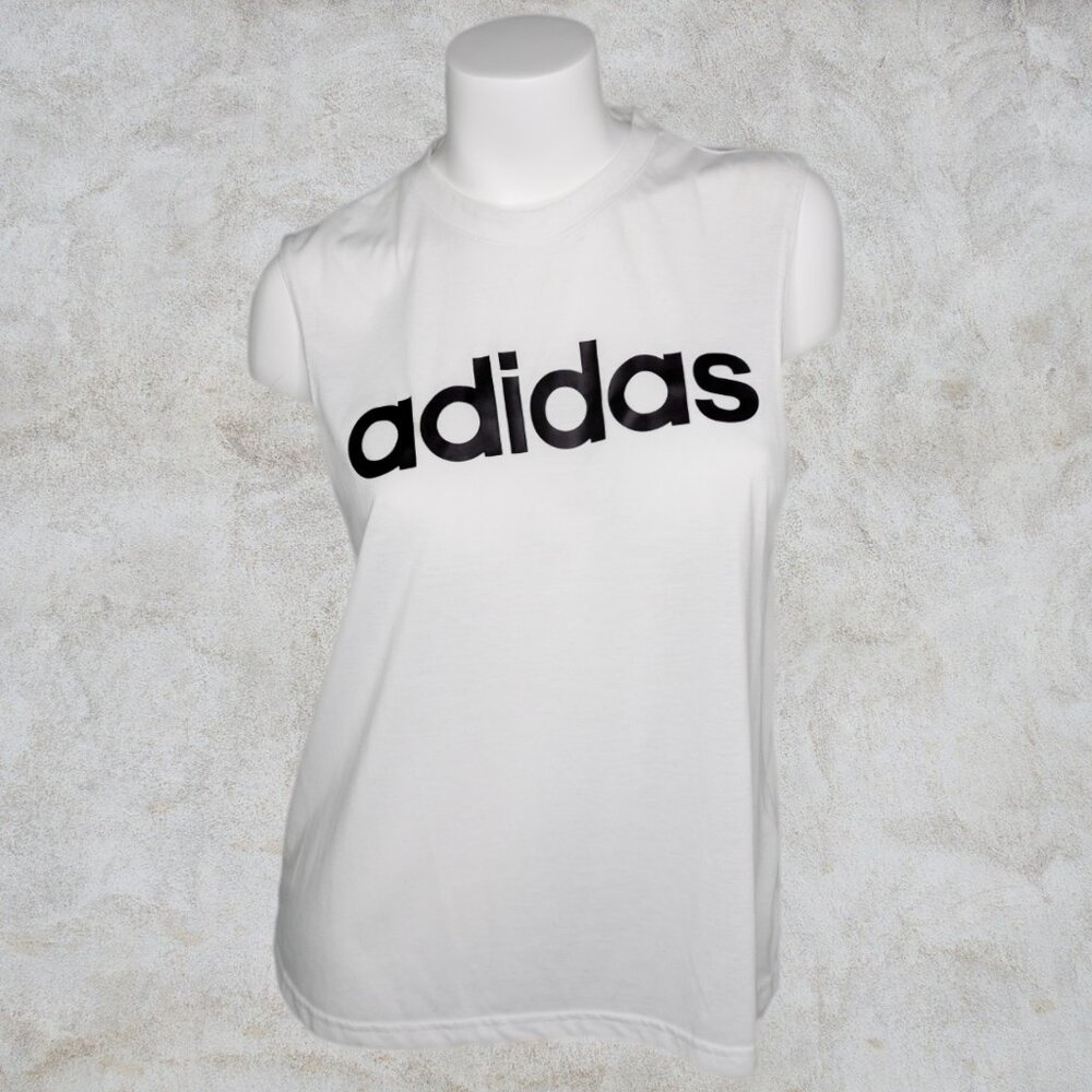 Adidas Semi Sheer Sleeveless Black and White Athletic Wear Womens Tank Top